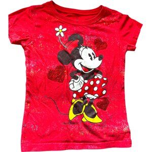 Walt Disney World Kids Red Minnie Mouse Sequins Tee Youth XS‎ Disney Parks